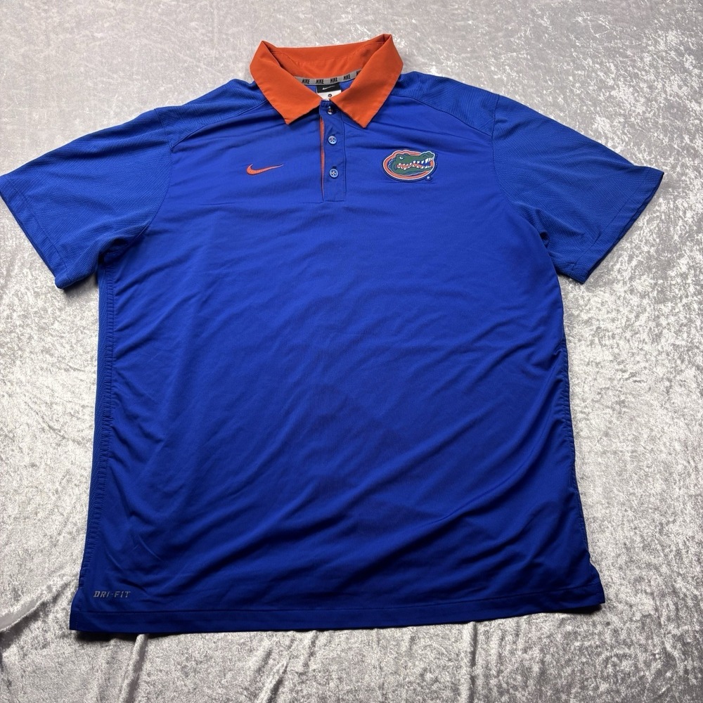 Nike Dri Fit Mens XL Florida Gators Men's Polo Blue Orange Embroidered